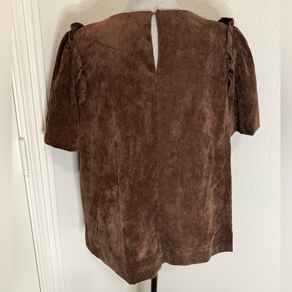 Crown & Ivy Women's Puff Sleeve Corded Top | L - Picture 5 of 11